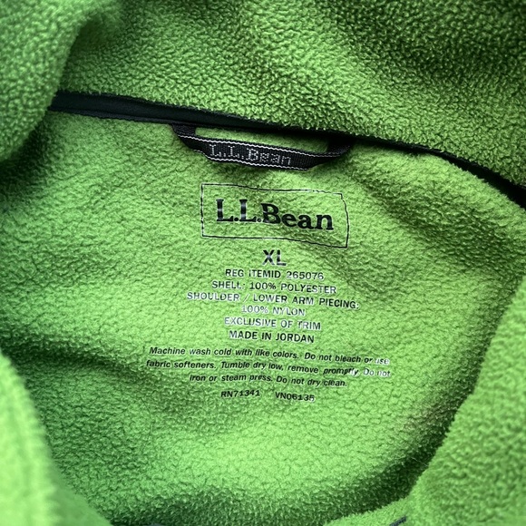 L.L. Bean Men’s Fleece Jacket XL Full Zip Polartec Outdoor Hiking Green Gray - Picture 7 of 8